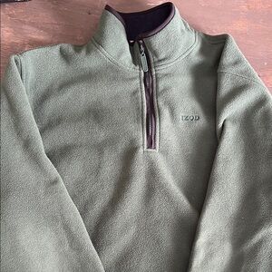 Izod Olive Quarter-Zip Fleece Sweater